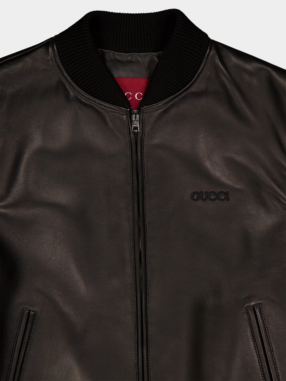 Black Nappa Leather Bomber Jacket - Image 3