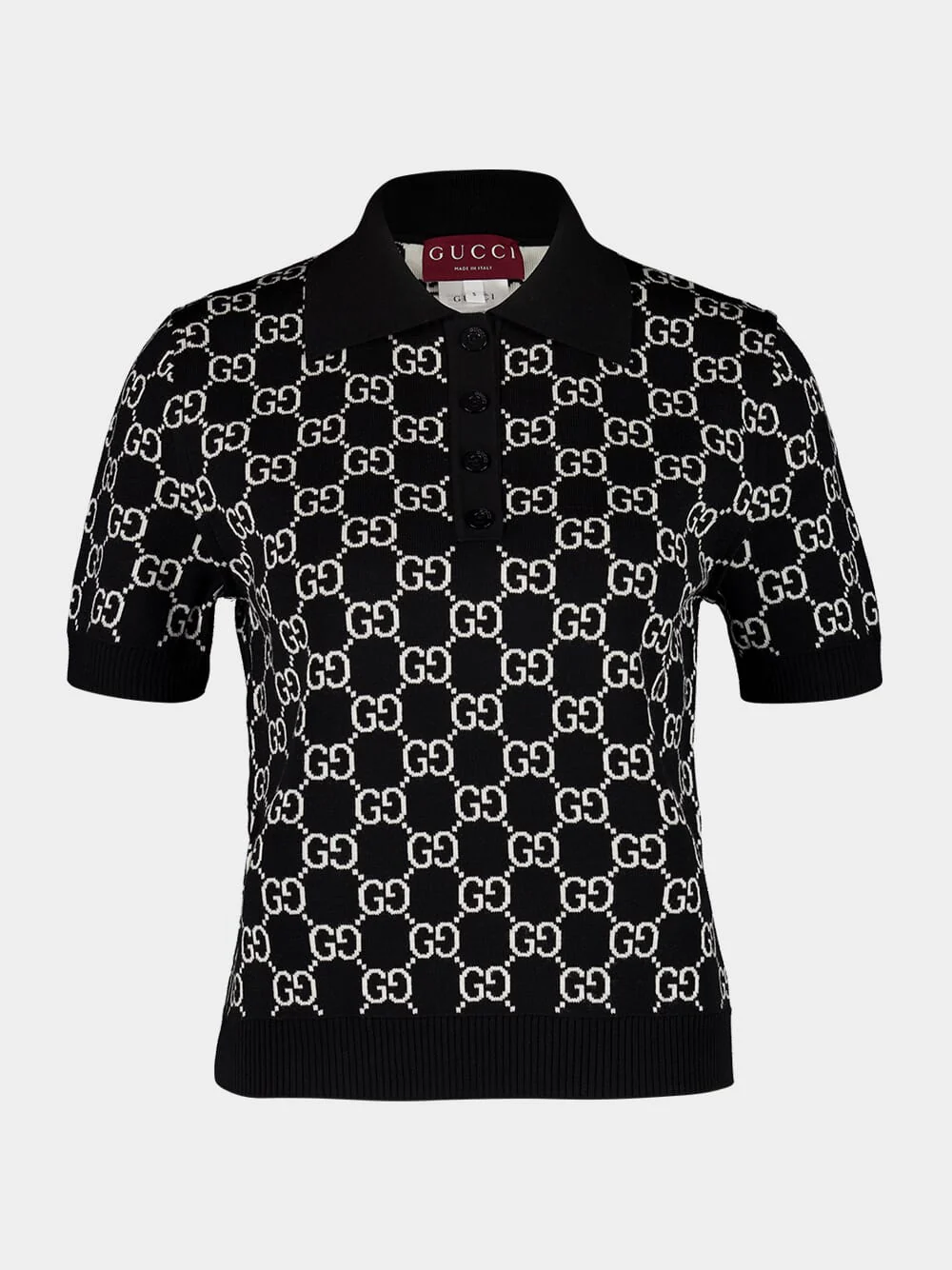 Black Reversible GG Wool Polo Shirt