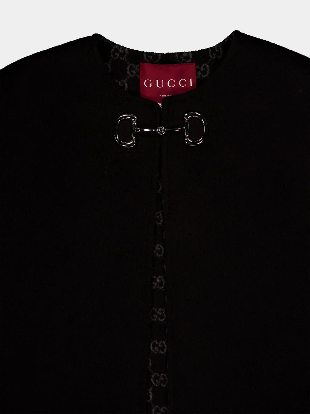 Black Wool and Silk Horsebit Cape - Image 4