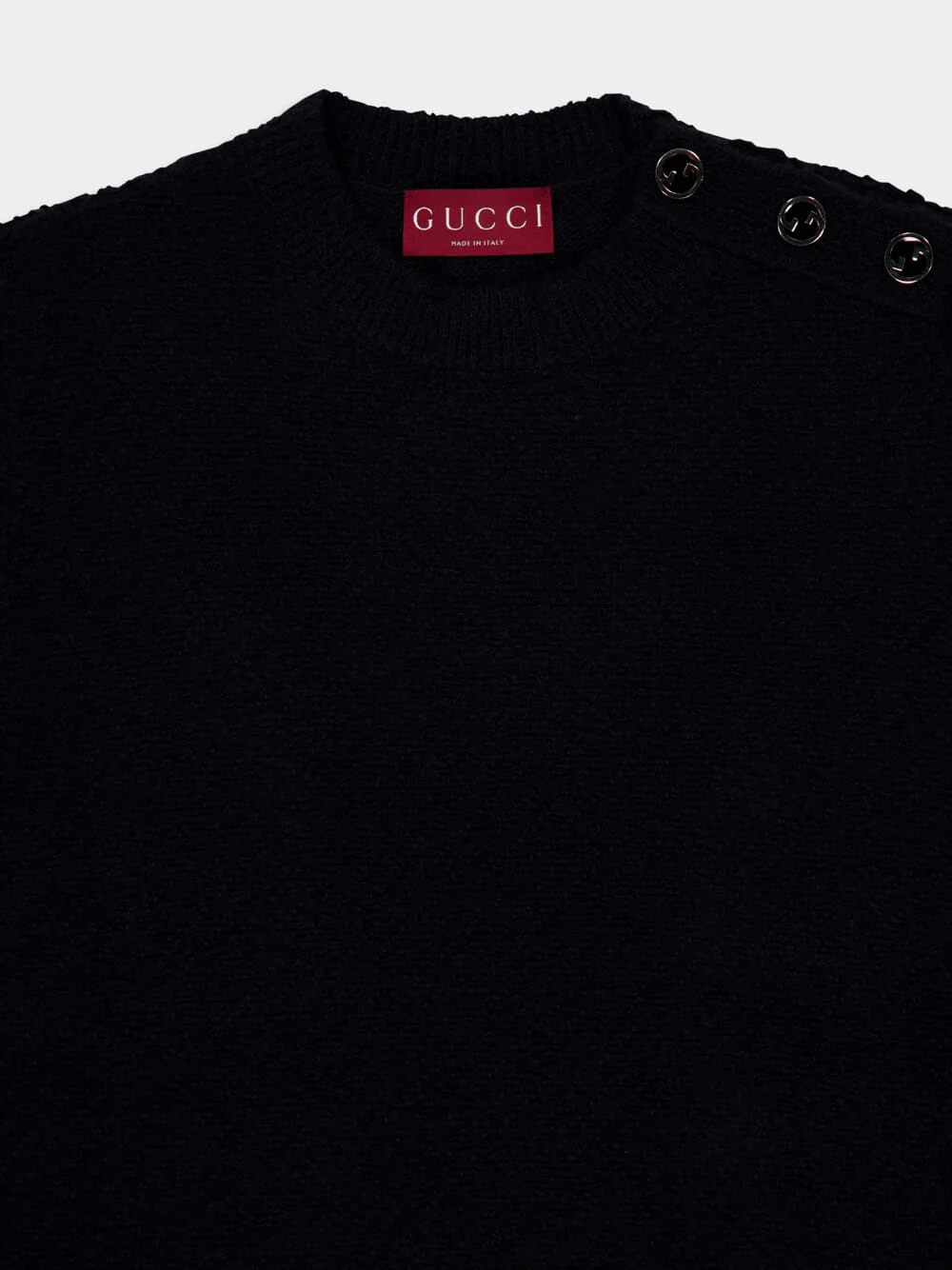 Black Wool Bouclé Crewneck Top - Image 3