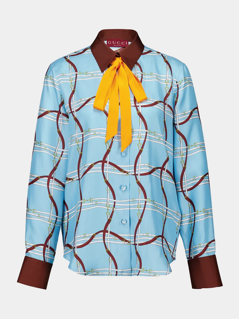 Blue Horsebit Silk Shirt