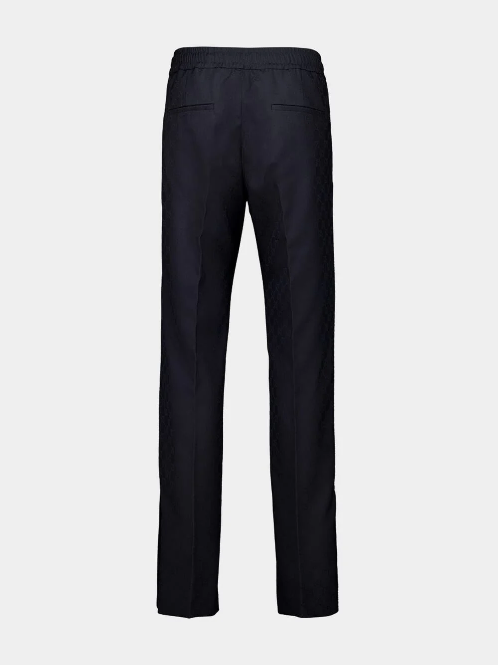 Blue Polyester GG Jacquard Pants - Image 2