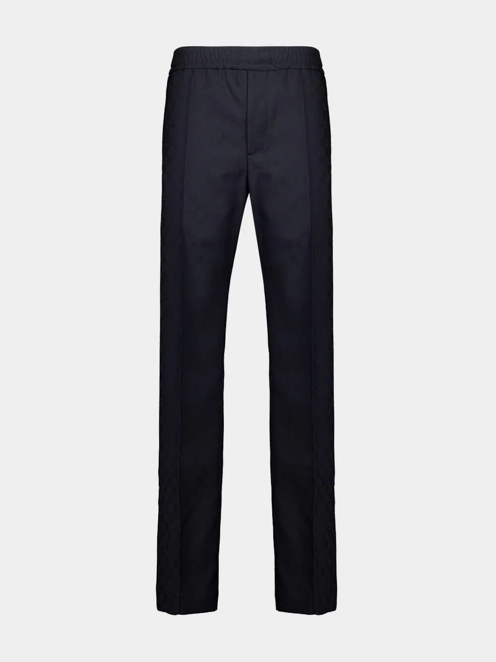 Blue Polyester GG Jacquard Pants - Image 6