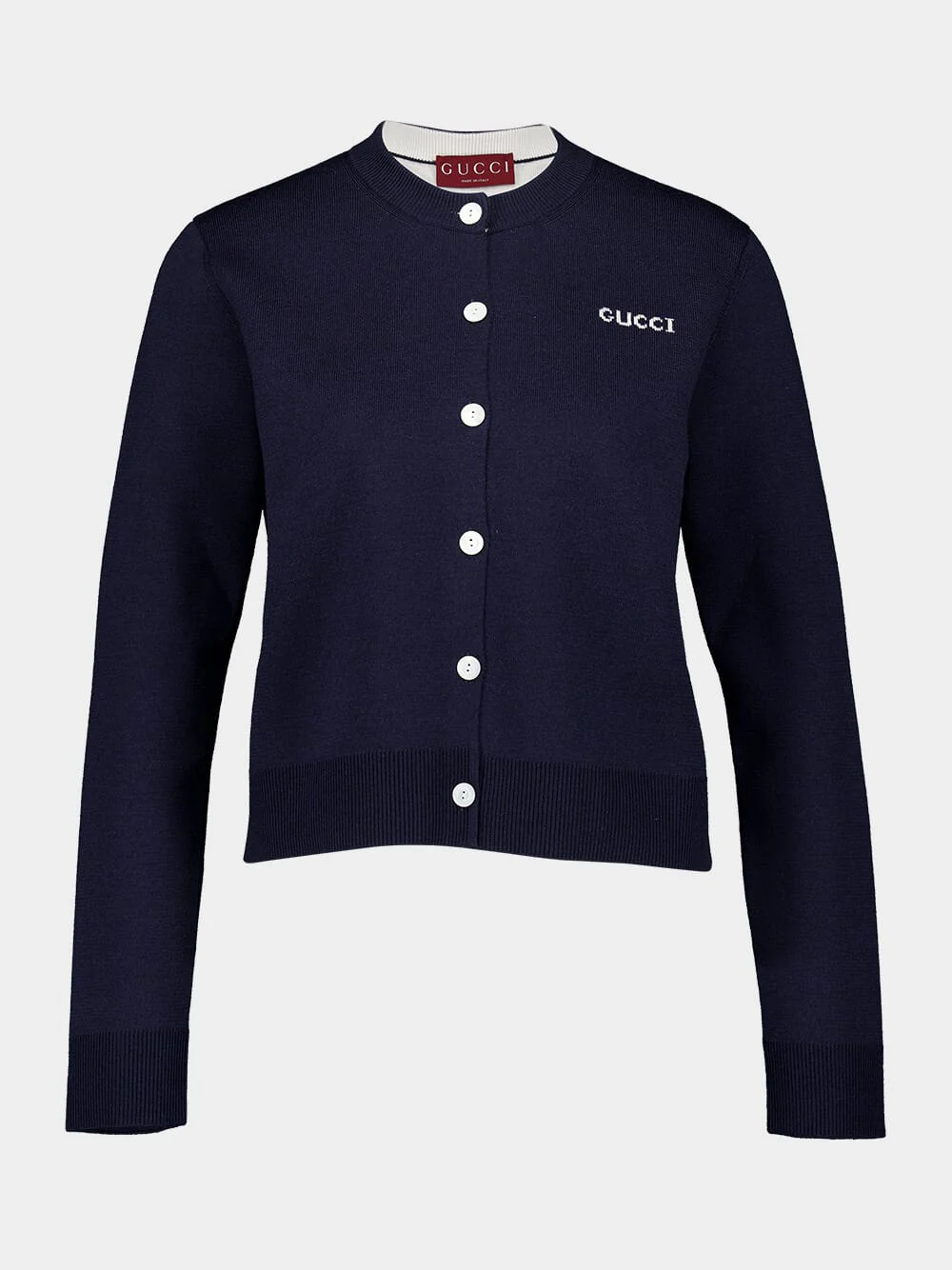 Blue Wool Jacquard Cardigan