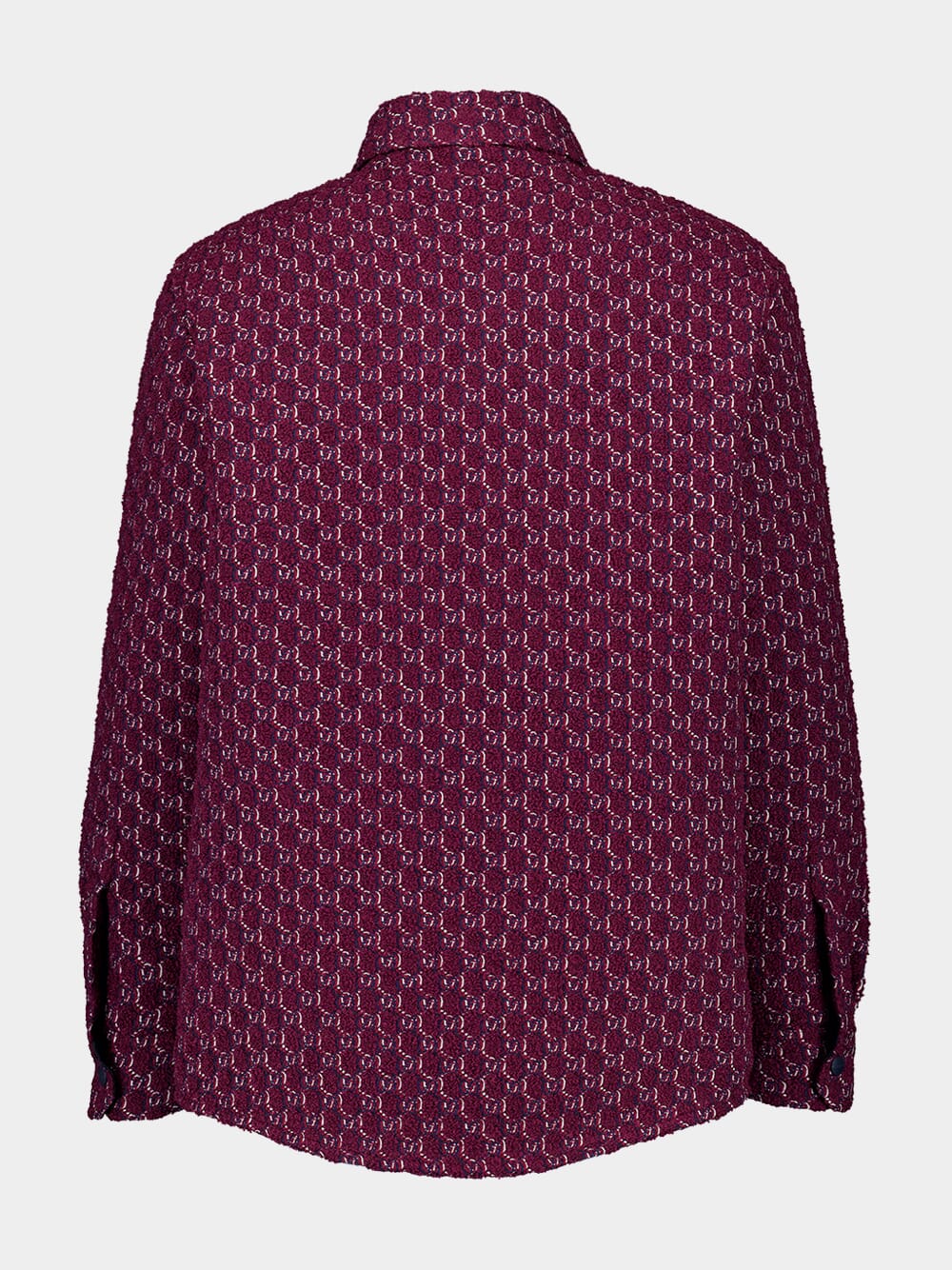 Burgundy Wool Jacquard Shirt with GG Shadow - Image 2