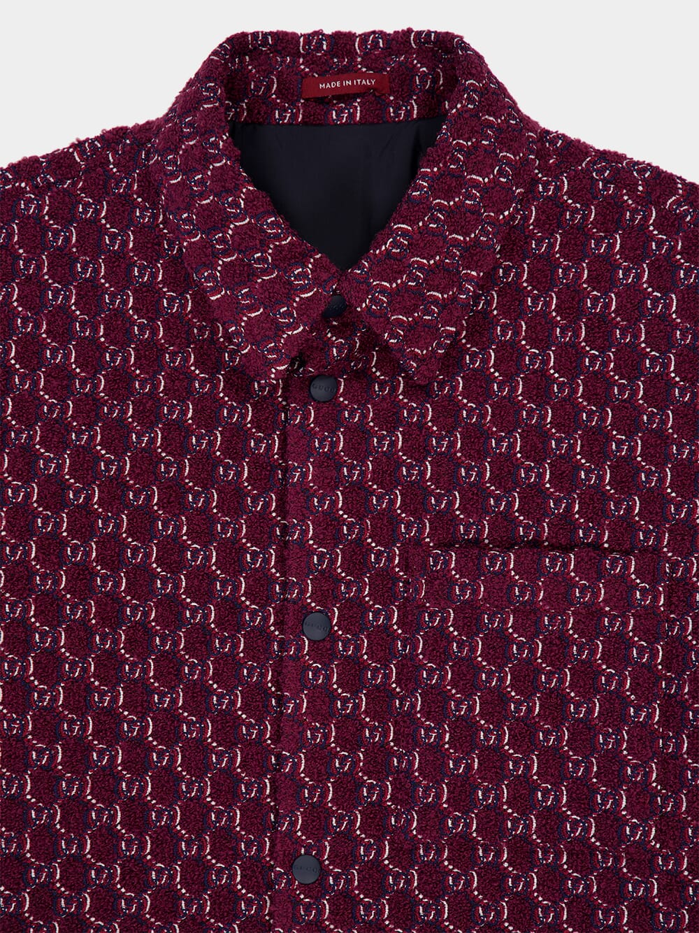 Burgundy Wool Jacquard Shirt with GG Shadow - Image 3