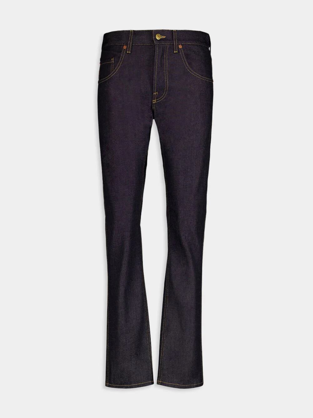 Contrast-Stitch Tapered Jeans
