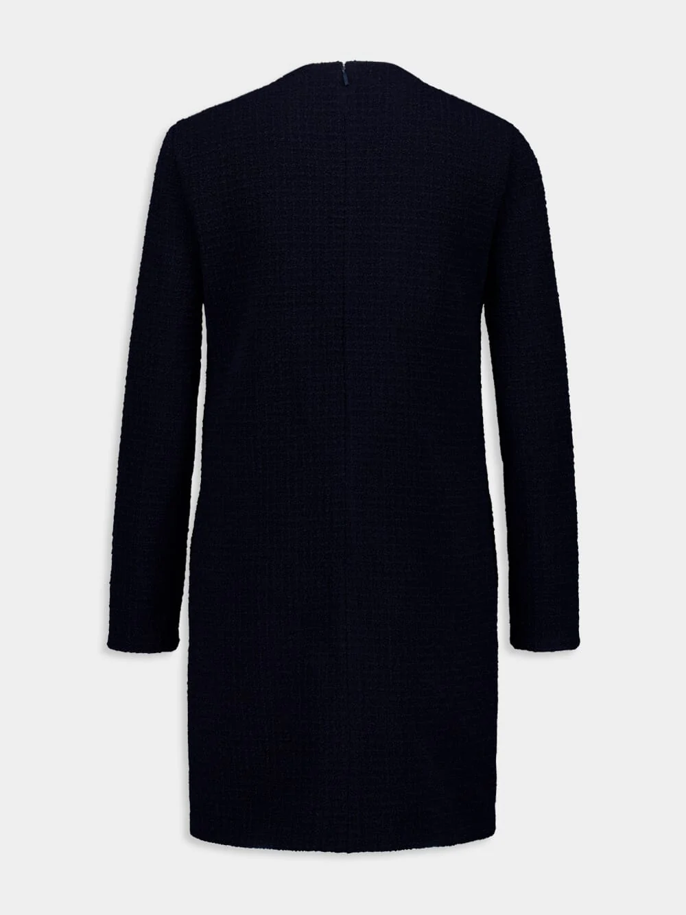 Dark Blue Bouclé Wool Dress - Image 2