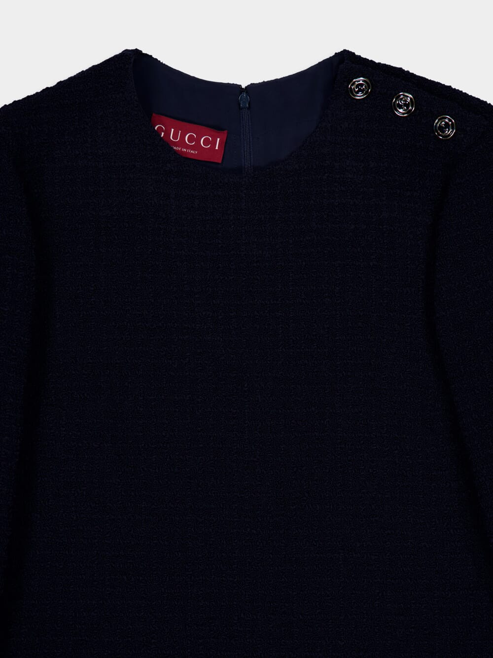 Dark Blue Bouclé Wool Dress - Image 3