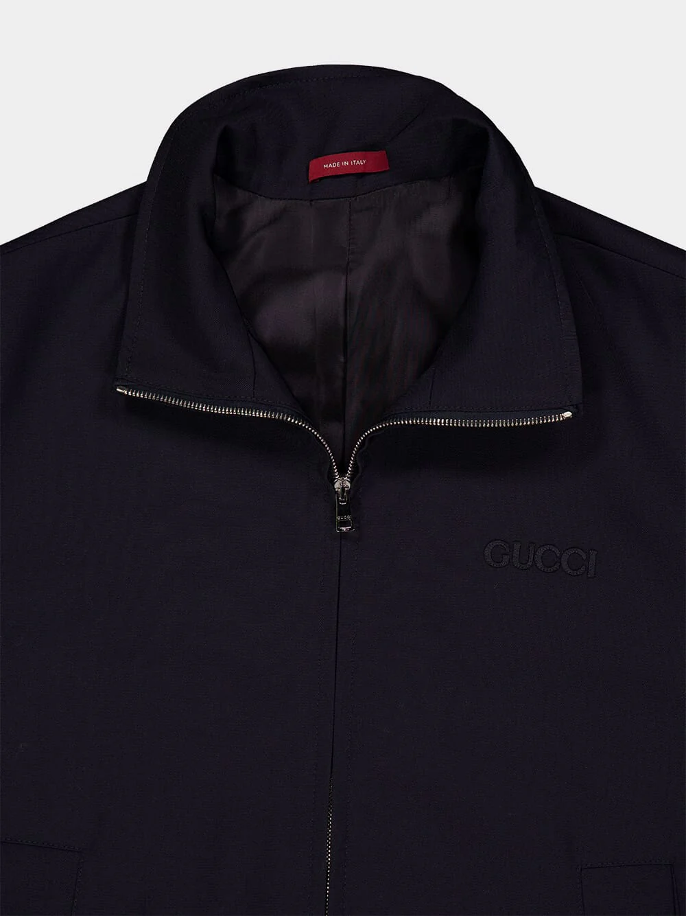 Dark Blue Embroidered Wool Twill Jacket - Image 3