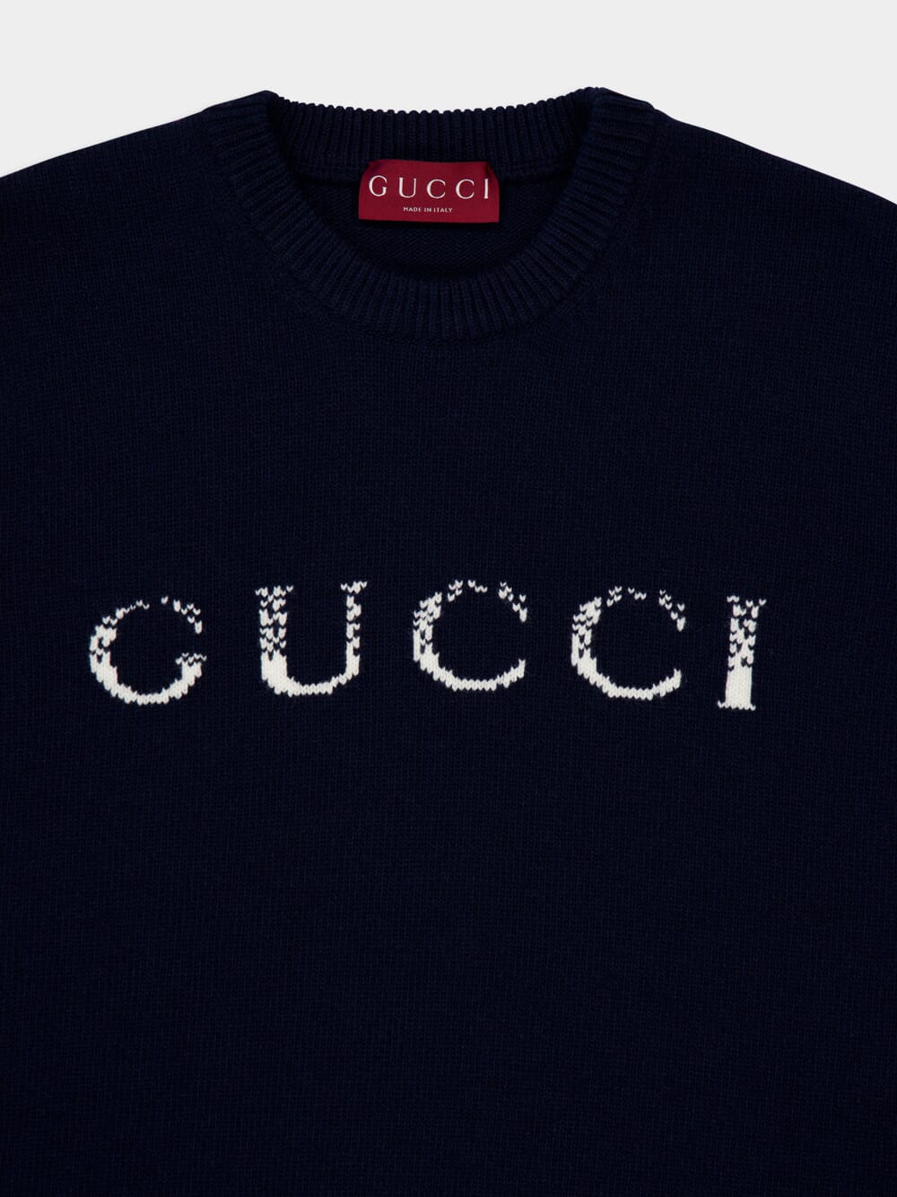 Dark Blue Sweater Gucci Intarsia - Image 3