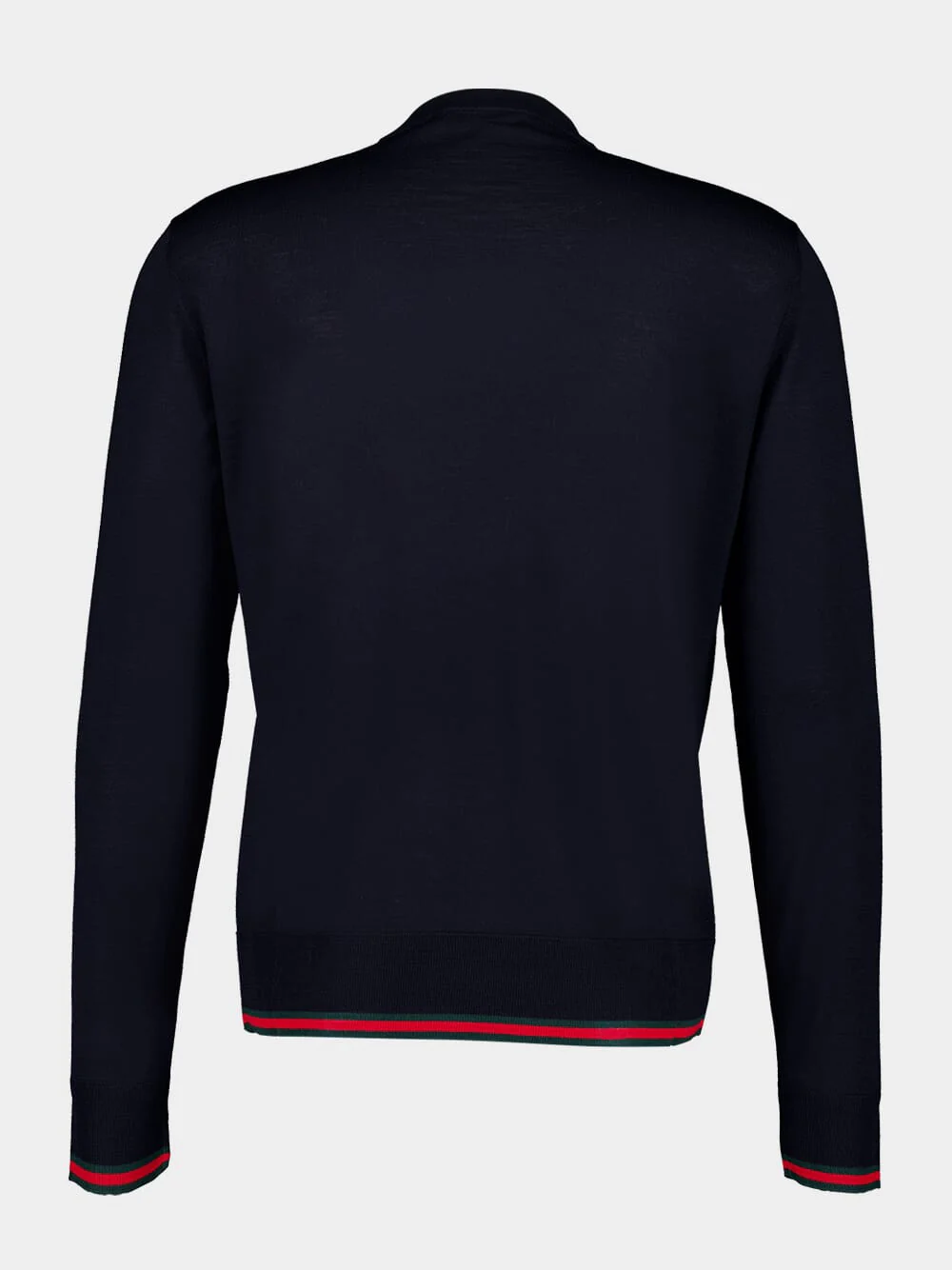 Dark Blue Wool Knit Sweater with Web - Image 2