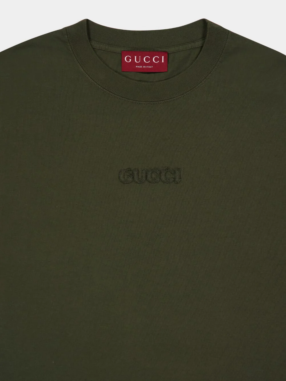 Dark Green Embroidered Cotton Jersey T-Shirt - Image 3
