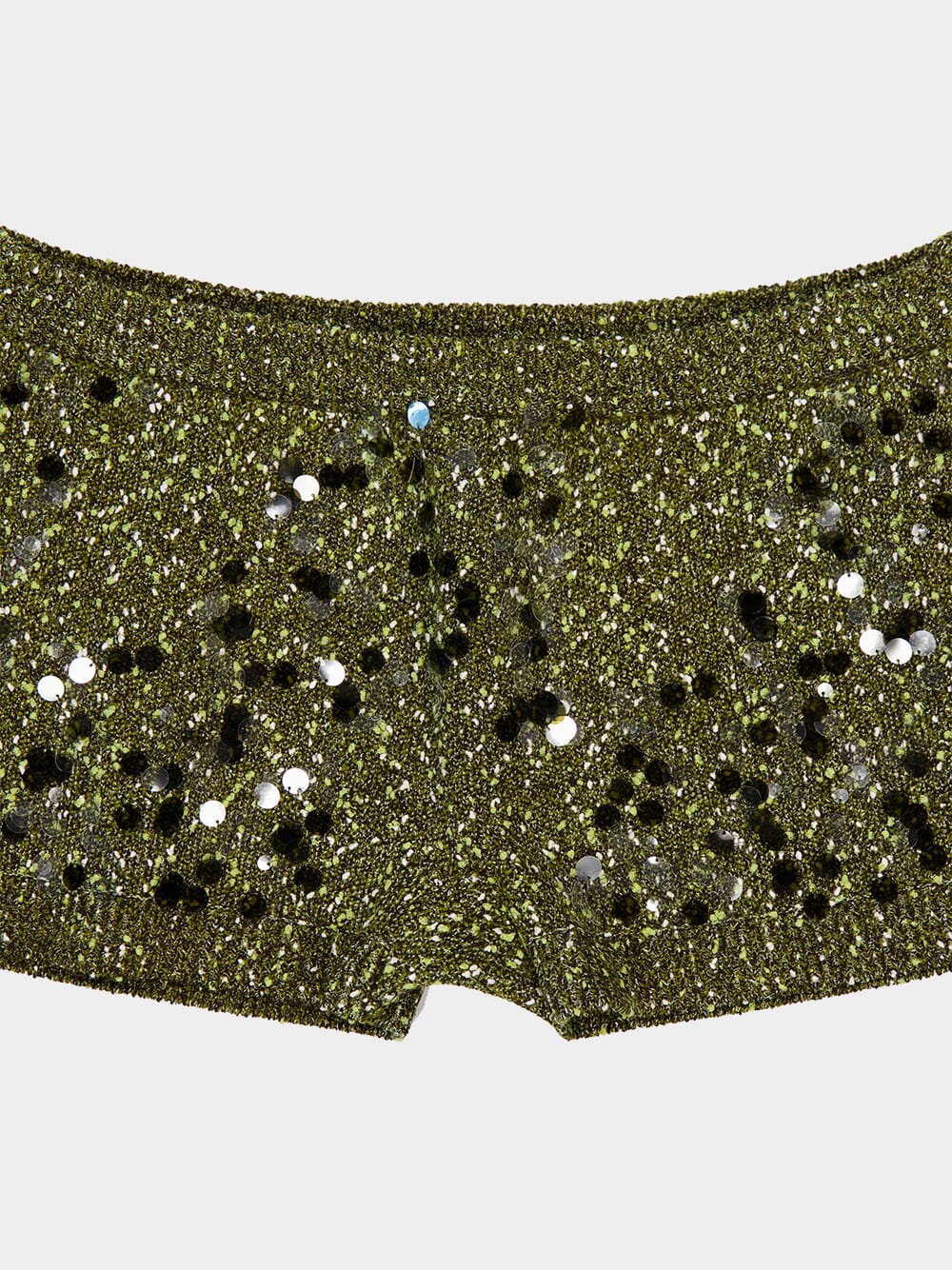 Dark Green Tweed Blend Shorts - Image 3