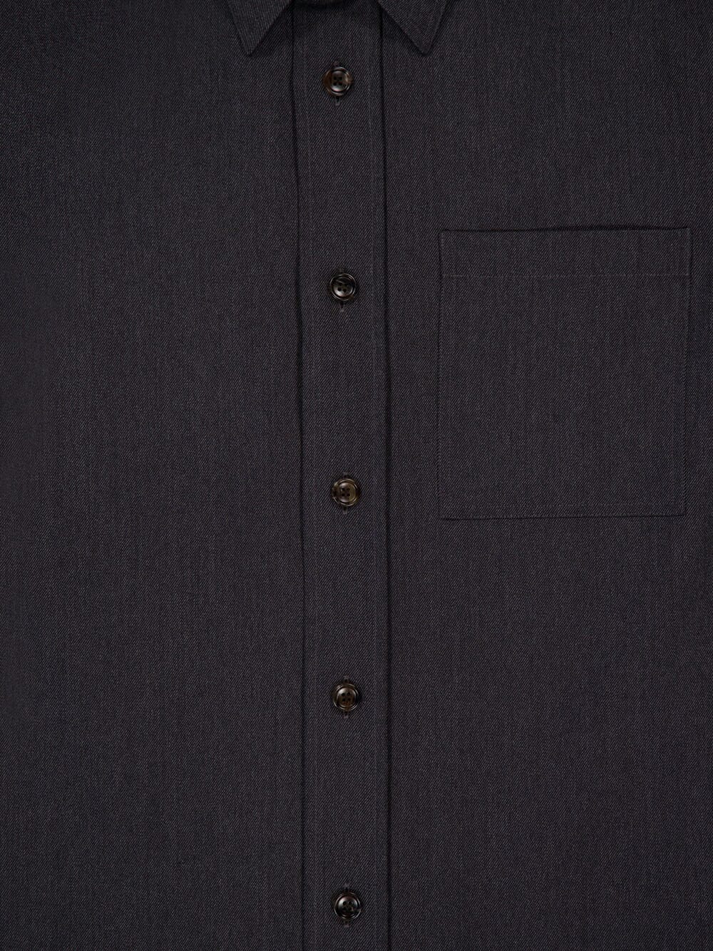 Dark Grey Wool Embroidered Shirt - Image 3