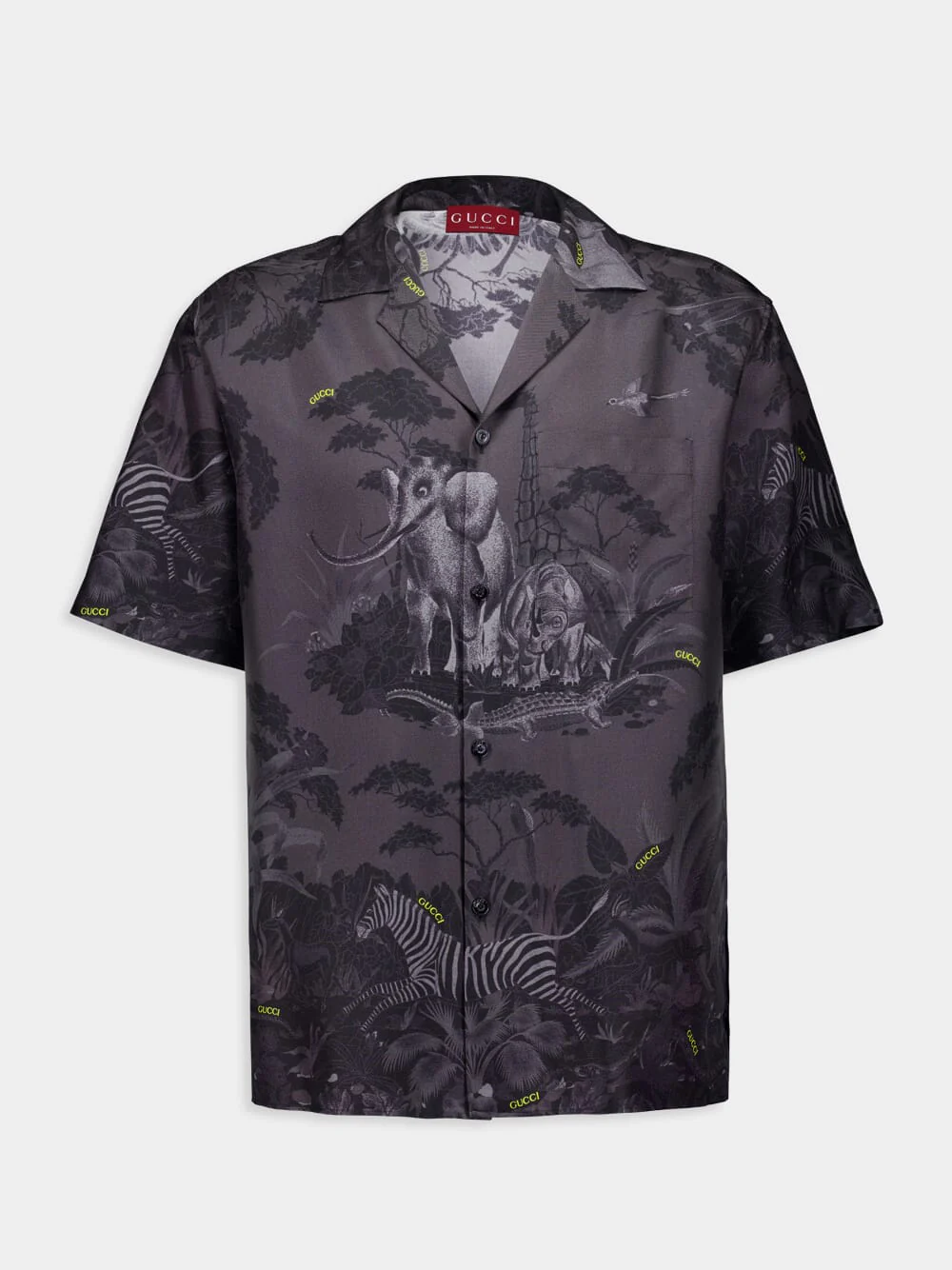 Flora and Fauna Print Silk Shirt