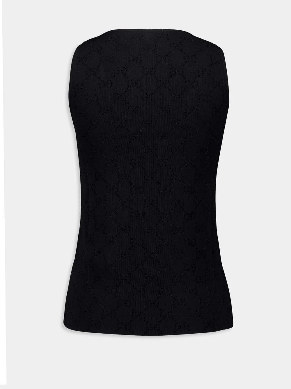 GG Embroidery Black Wool Tank Top - Image 2
