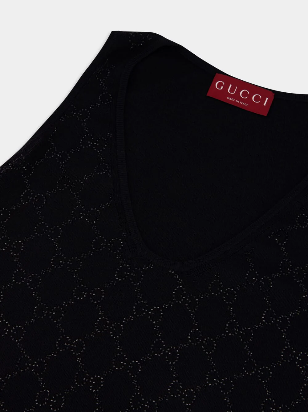 GG Embroidery Black Wool Tank Top - Image 3