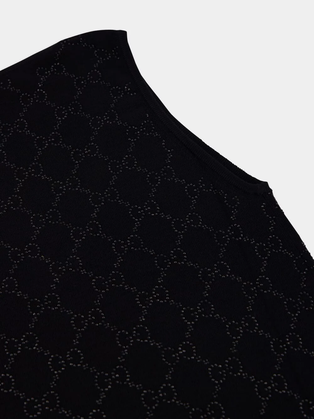 GG Embroidery Black Wool Tank Top - Image 4
