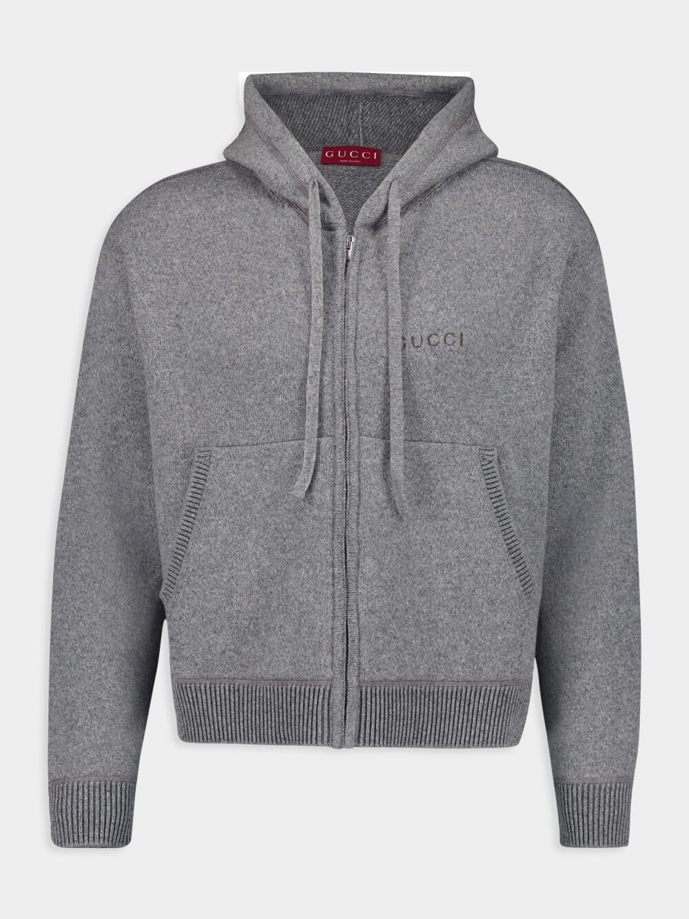 Grey Cashmere Wool Hooded Jacket
