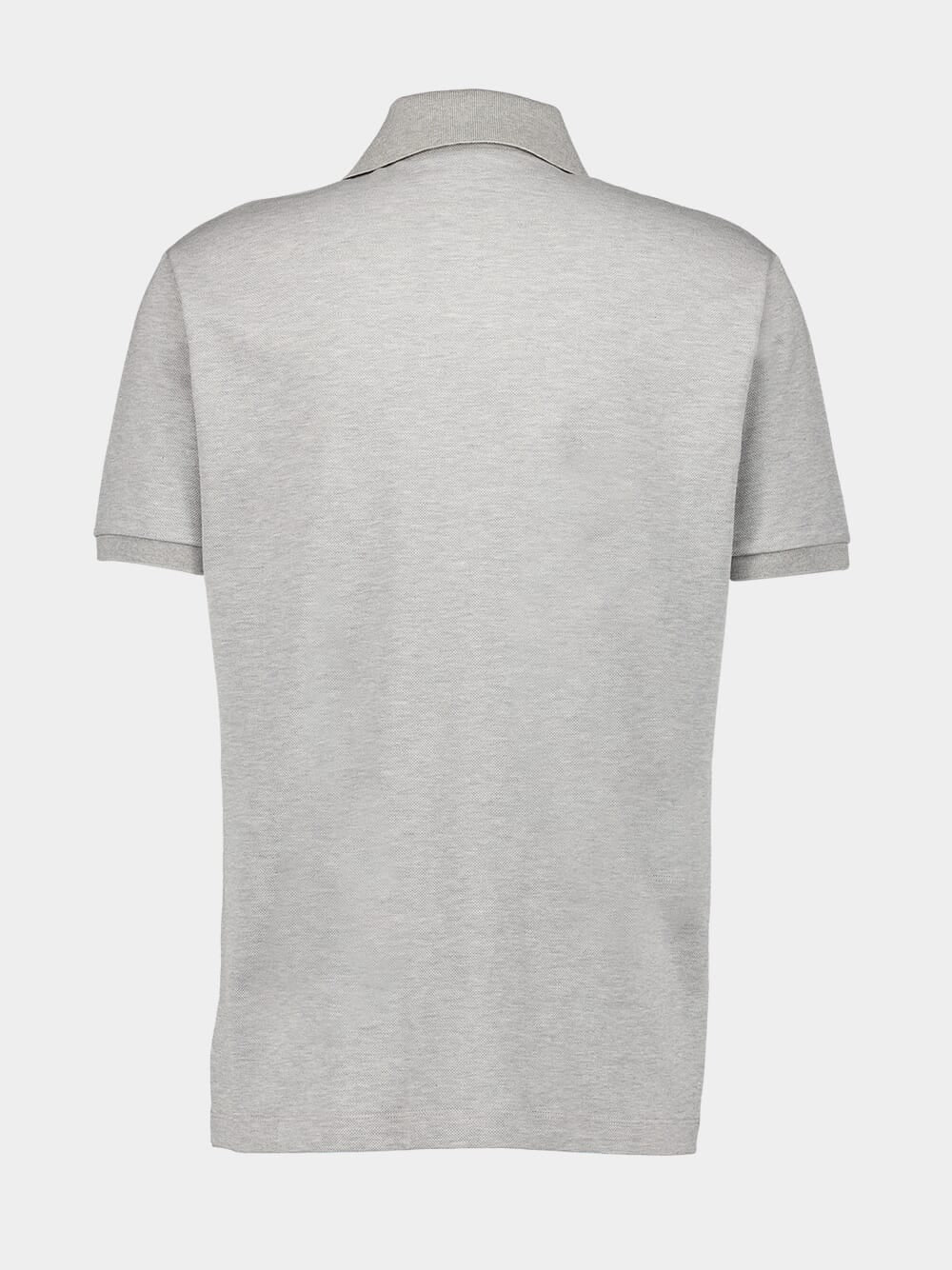 Grey Cotton Polo Shirt with Web - Image 2