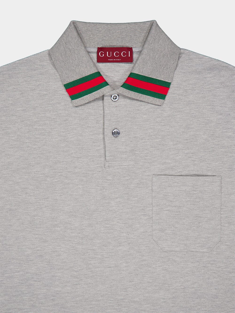 Grey Cotton Polo Shirt with Web - Image 3