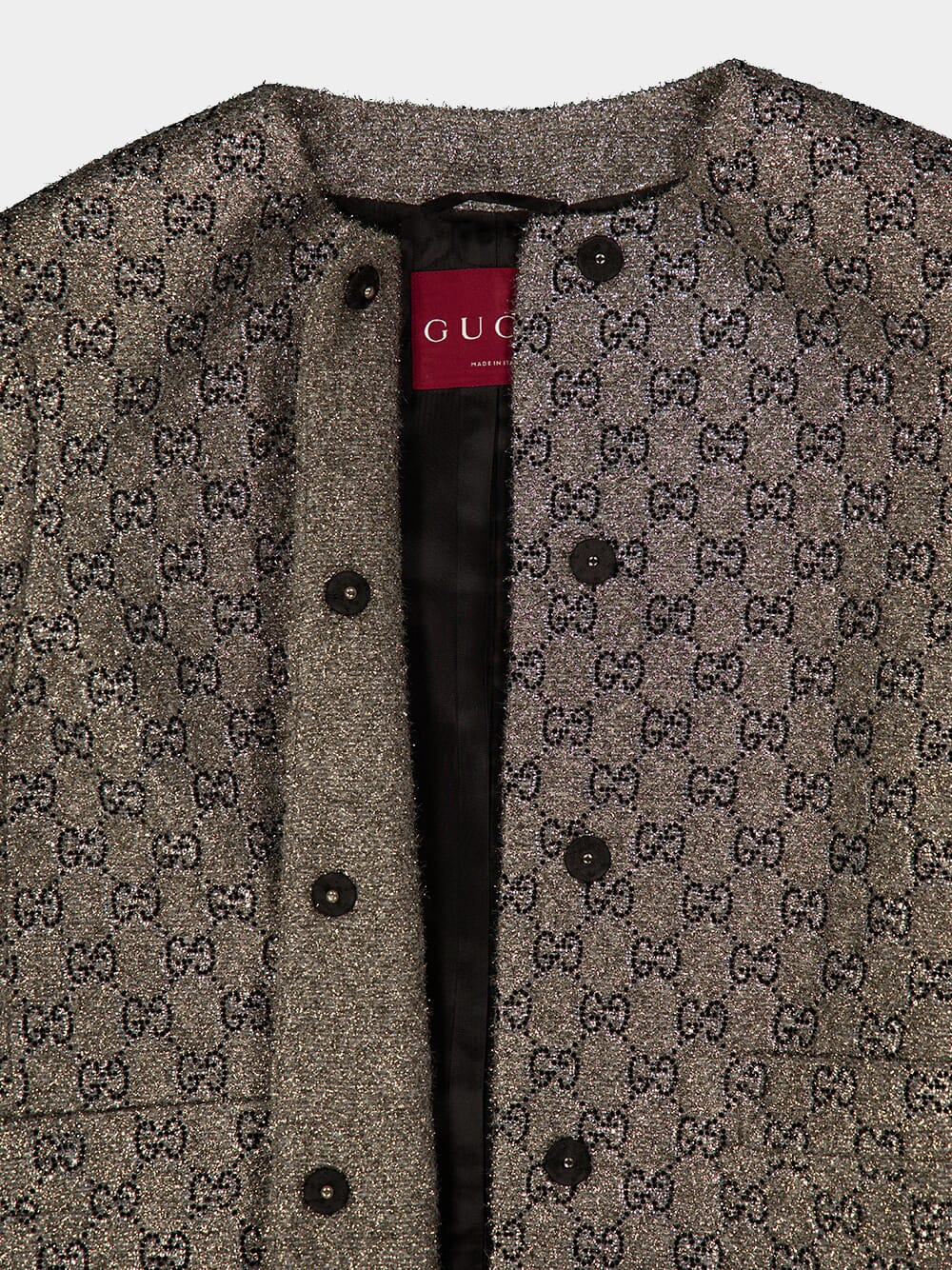 Grey Embroidered GG Wool Tweed Jacket - Image 4