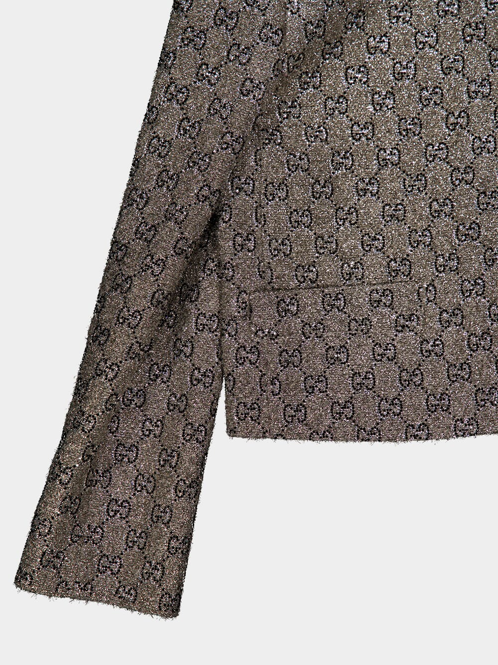 Grey Embroidered GG Wool Tweed Jacket - Image 5