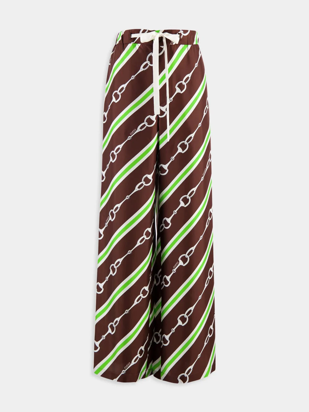 Horsebit Stripe Print Silk Pant