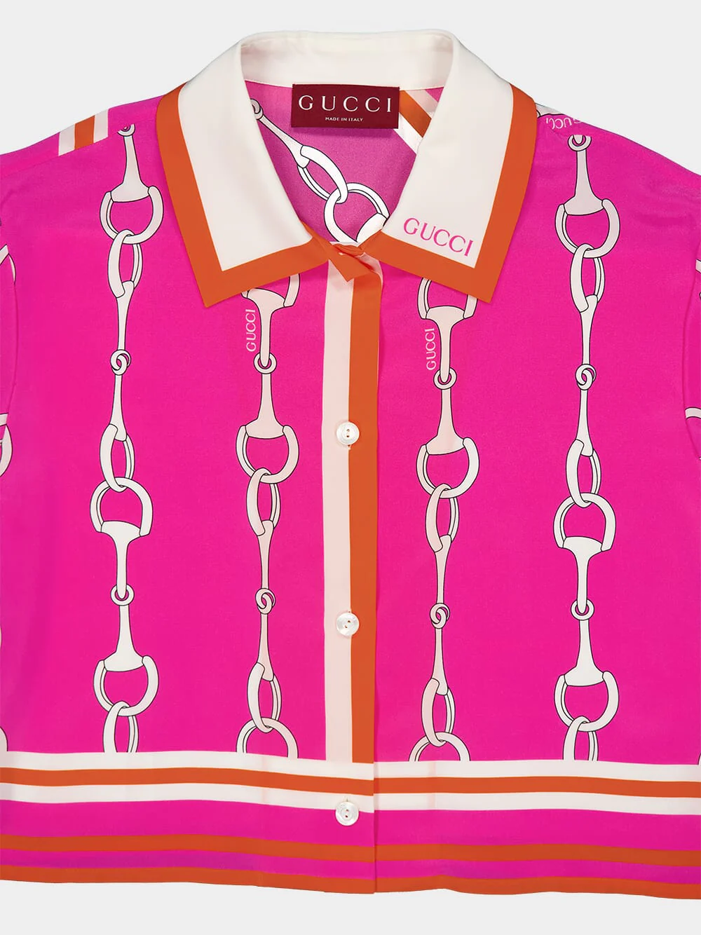 Horsebit Stripe Print Silk Shirt - Image 3