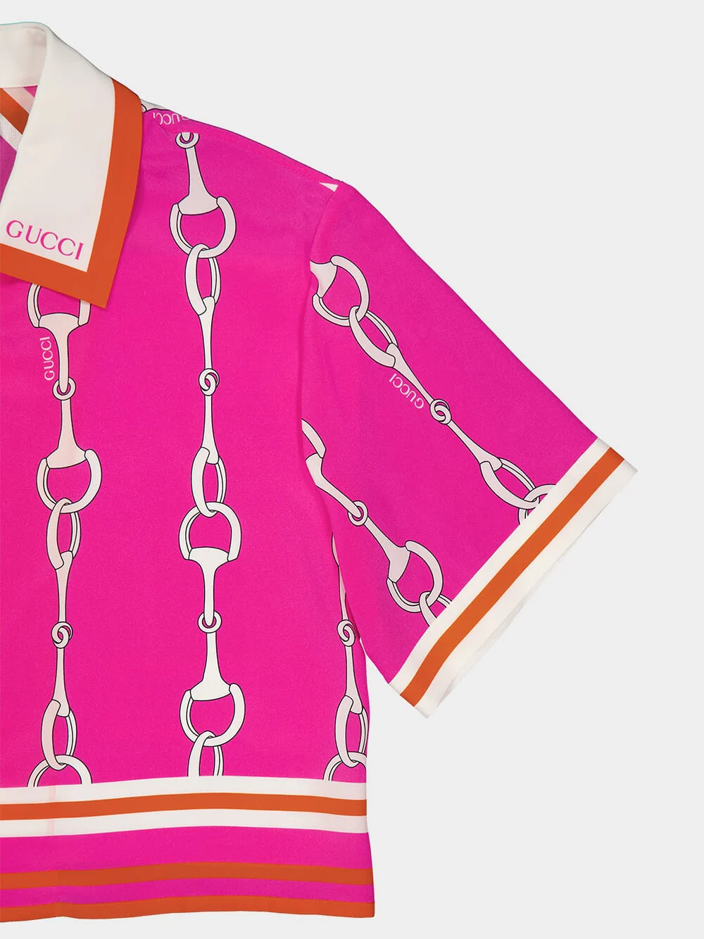 Horsebit Stripe Print Silk Shirt - Image 4