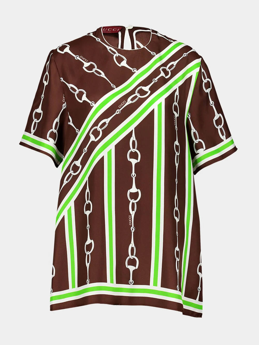 Horsebit Stripe Silk Top