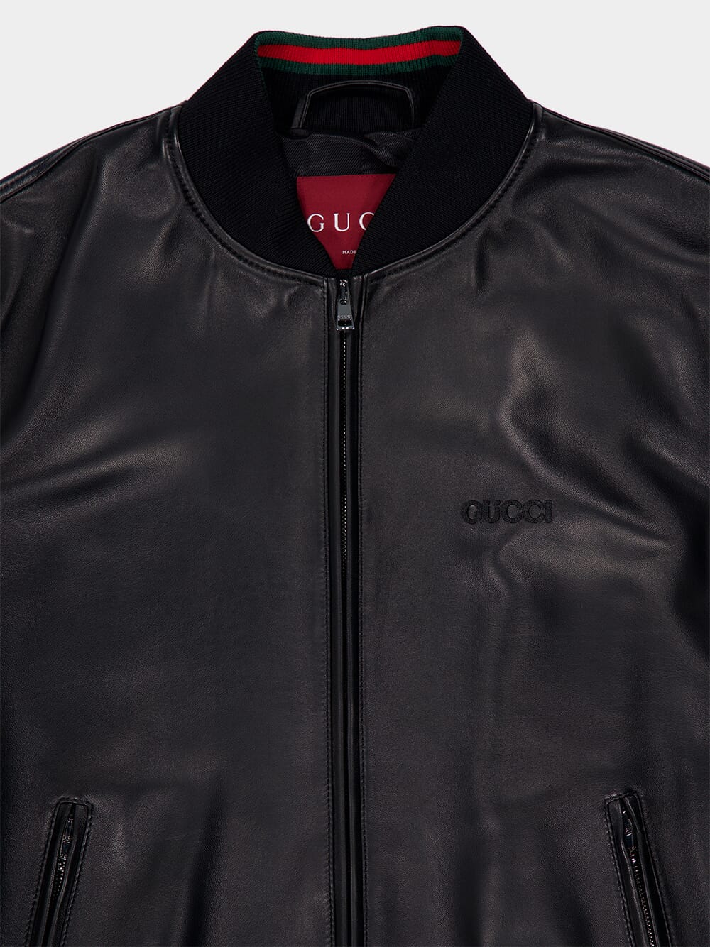 Leather Bomber Jacket with Web - Image 3