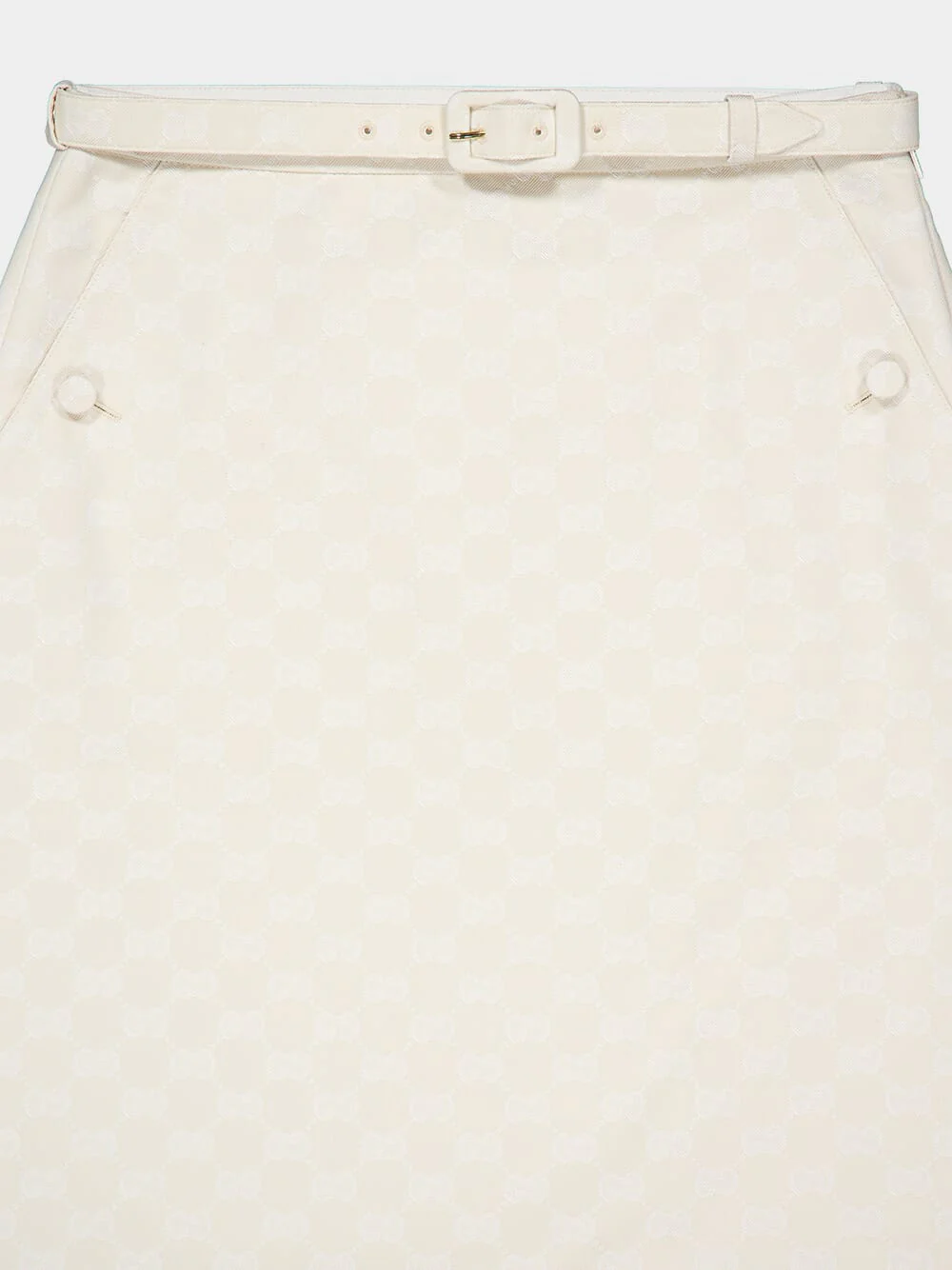 Light Beige GG Cotton Gabardine Skirt - Image 3