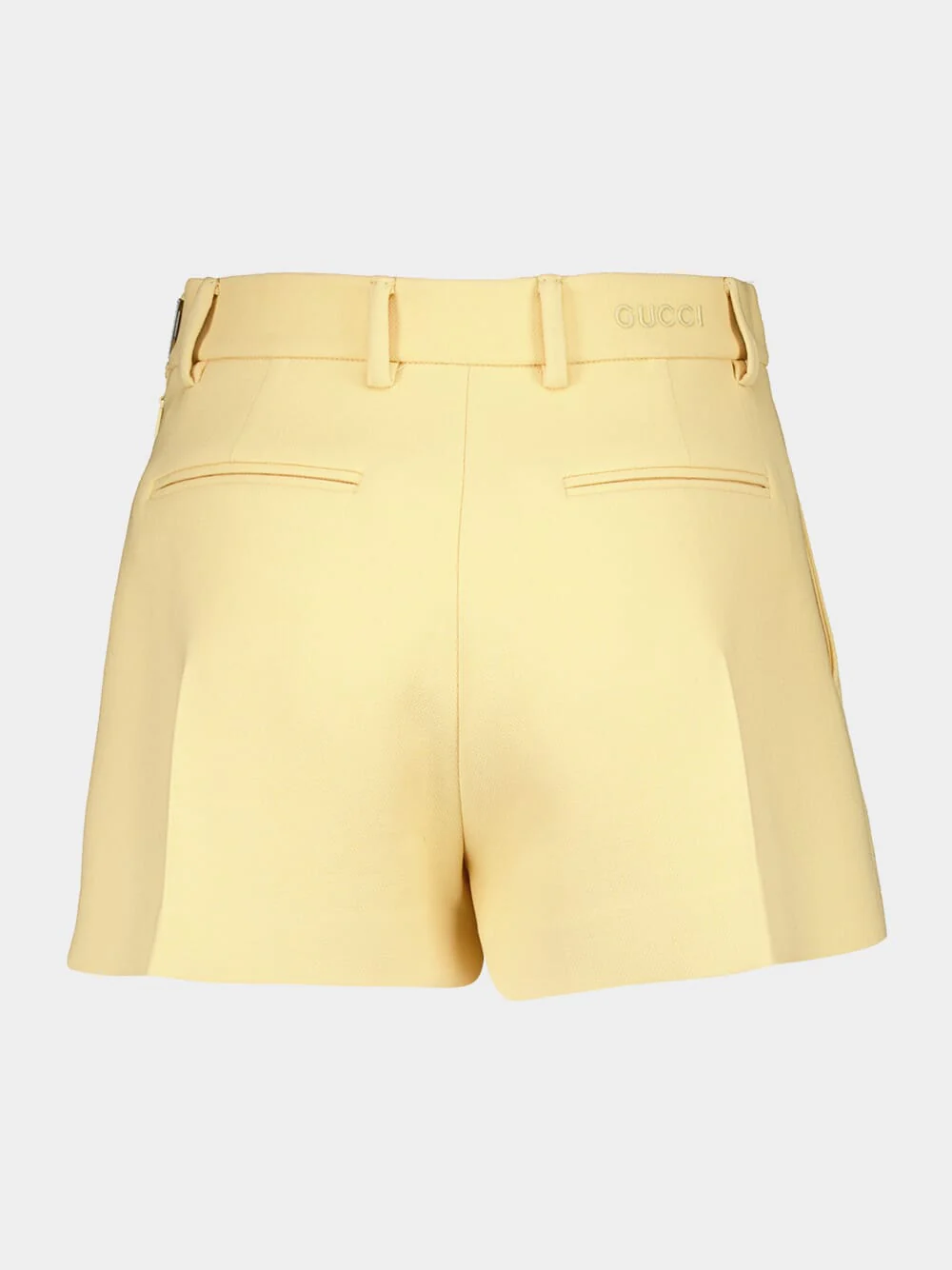 Light Yellow Wool Crêpe Shorts - Image 6