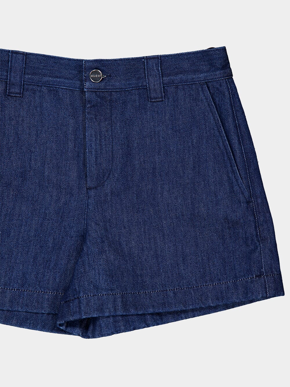 Low Waist Denim Mini Shorts with Horsebit - Image 3