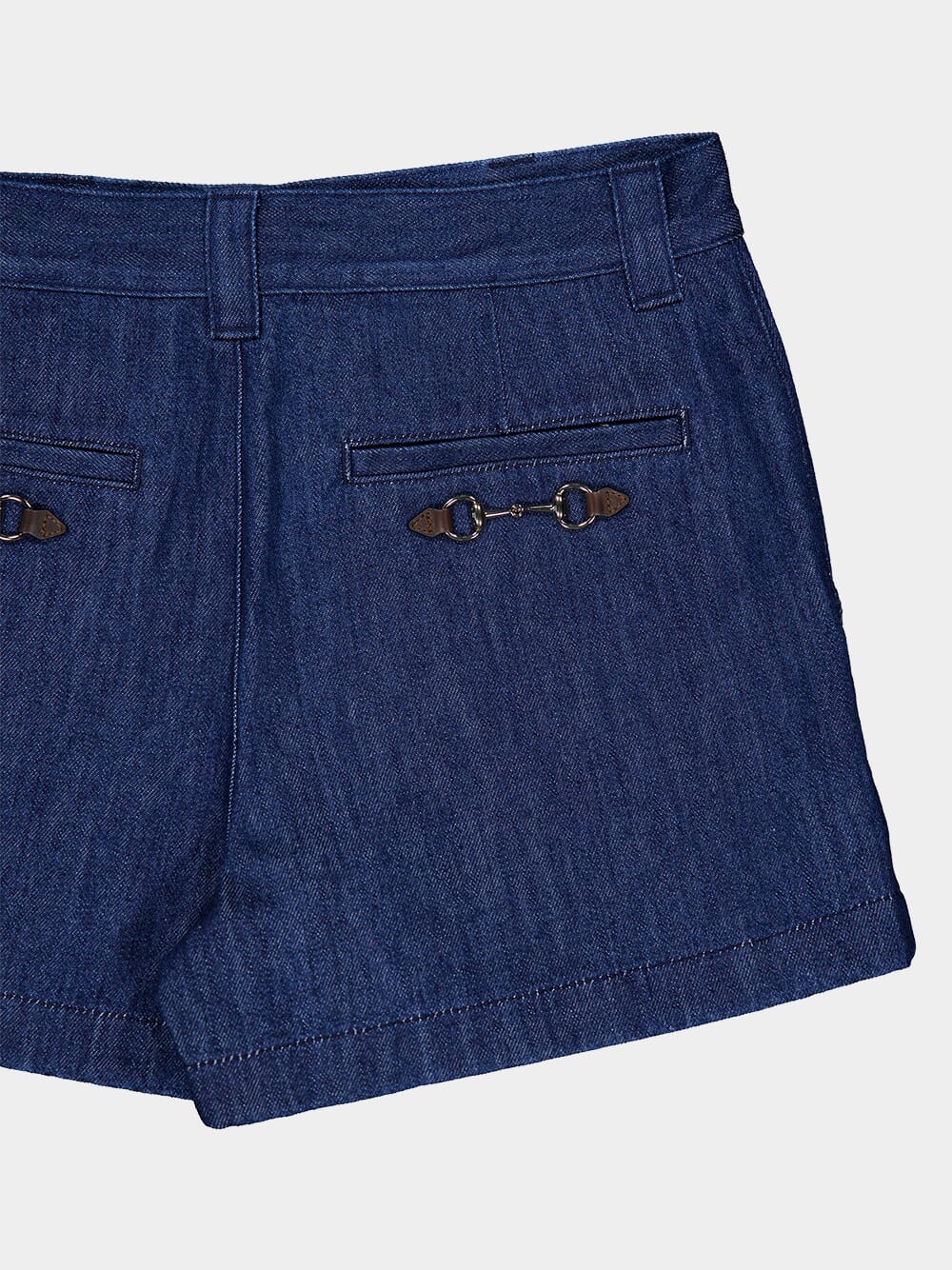 Low Waist Denim Mini Shorts with Horsebit - Image 4