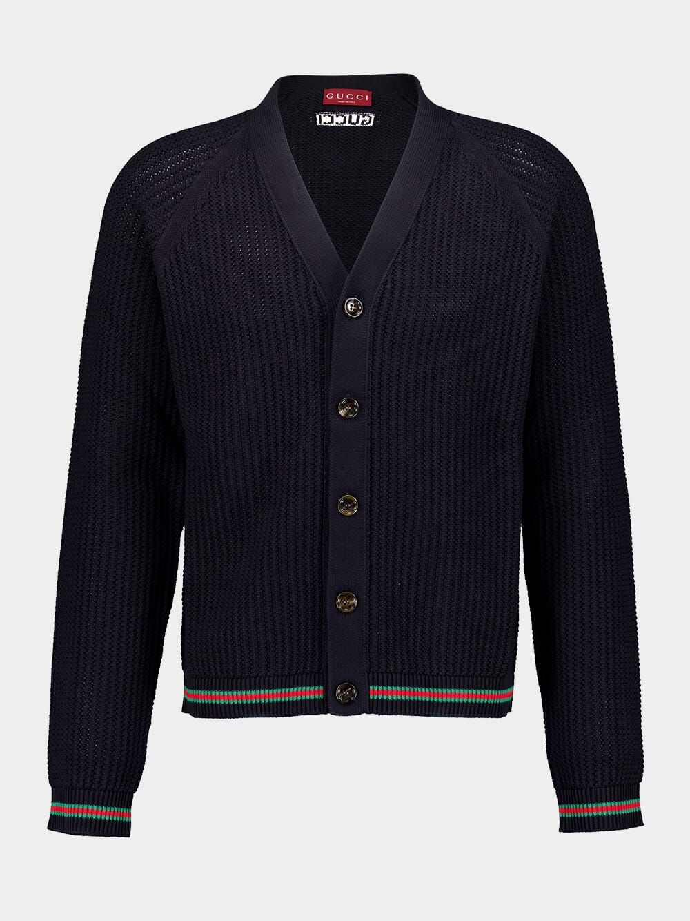 Navy Ajour Cotton Knit Cardigan with Web