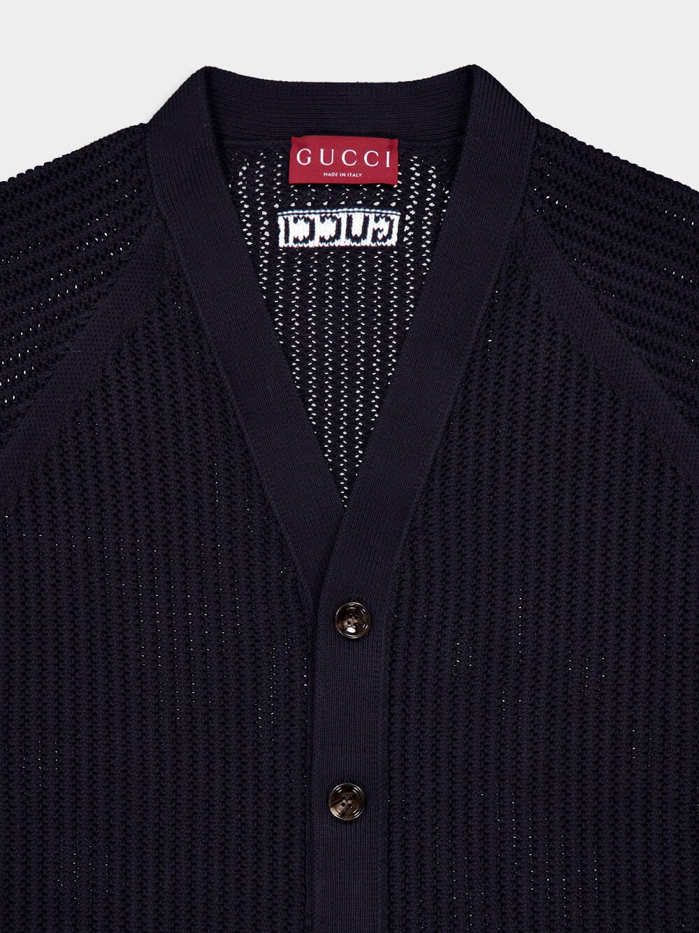 Navy Ajour Cotton Knit Cardigan with Web - Image 3