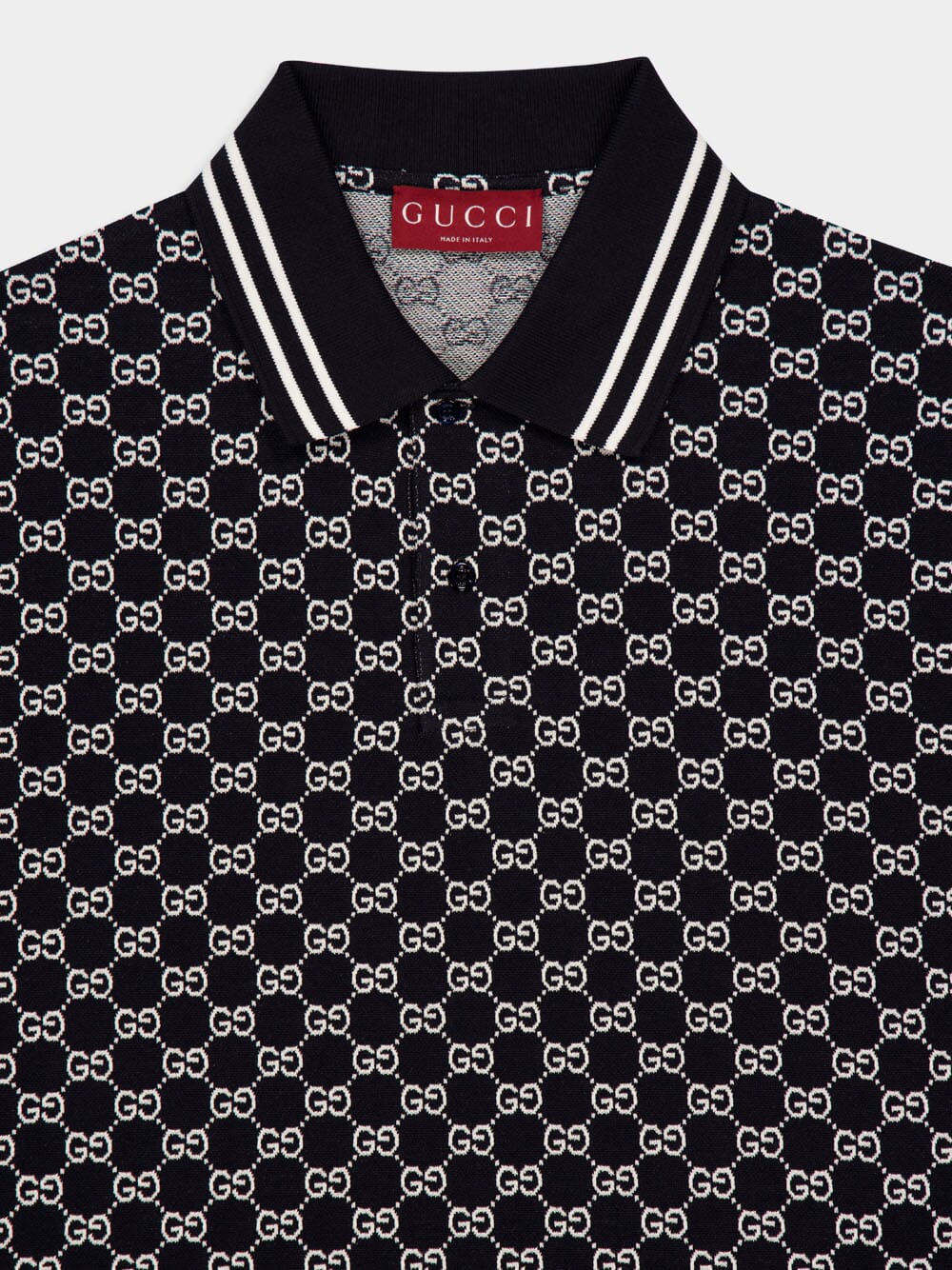 Navy GG Jacquard Polo Shirt - Image 3