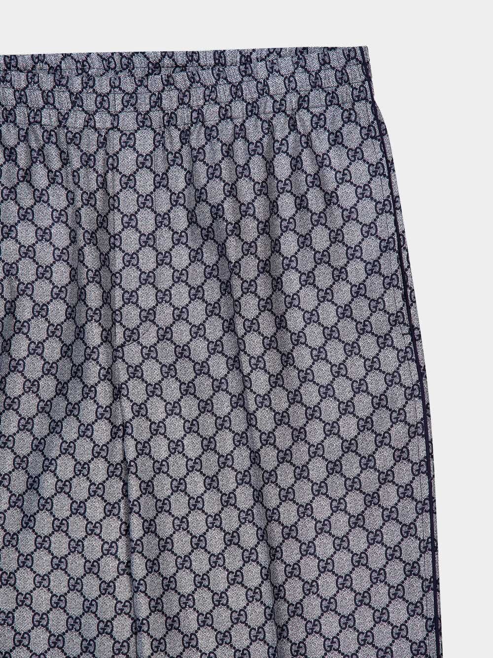 Navy GG Print Silk Pants - Image 3