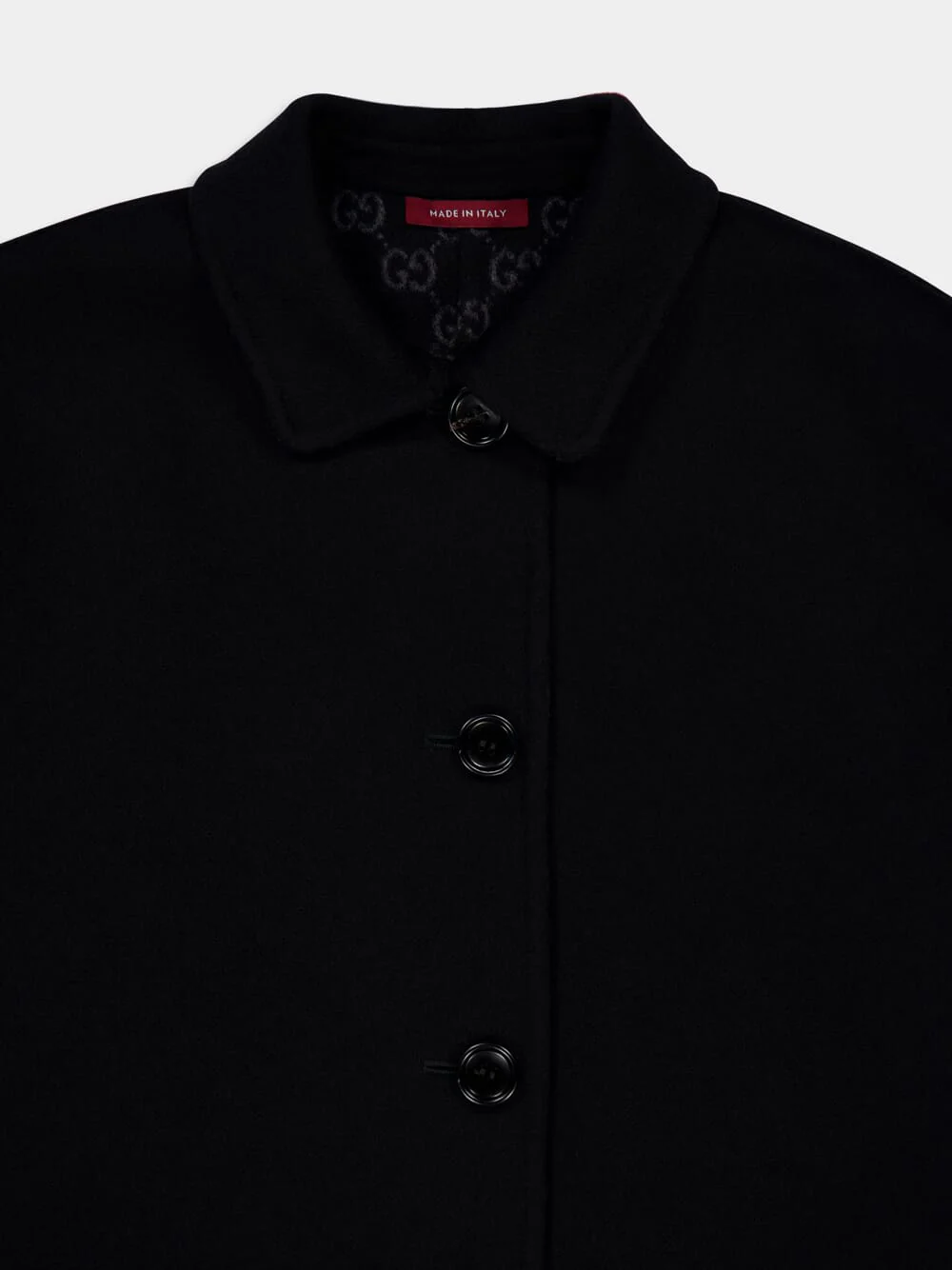 Reversible Black Silk Wool Coat - Image 3