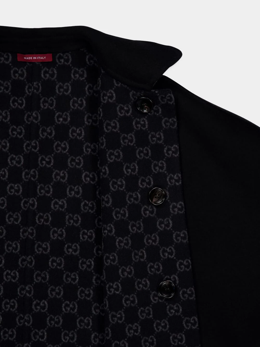 Reversible Black Silk Wool Coat - Image 4