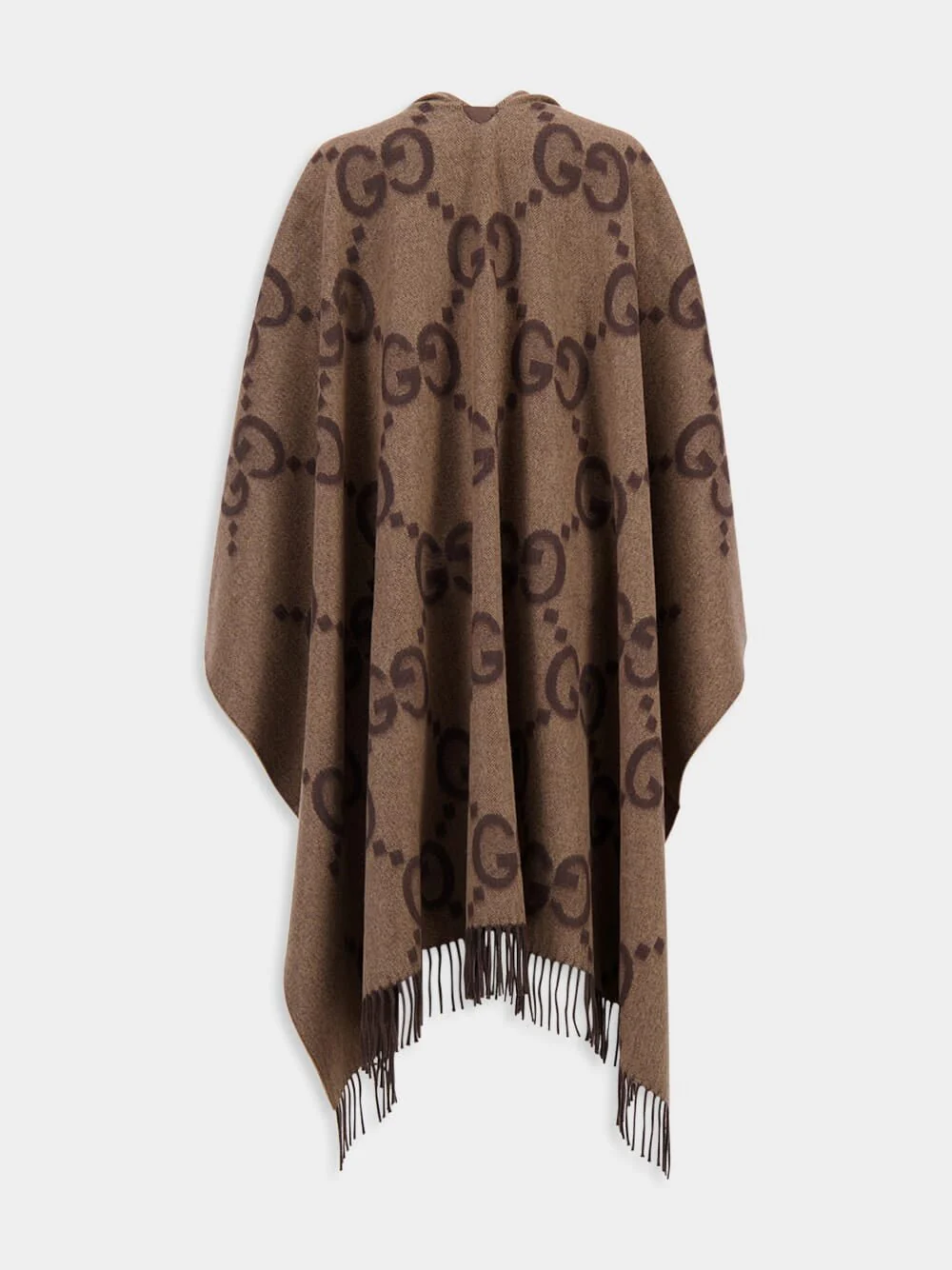 Reversible Jumbo GG Cashmere Brown Poncho - Image 2