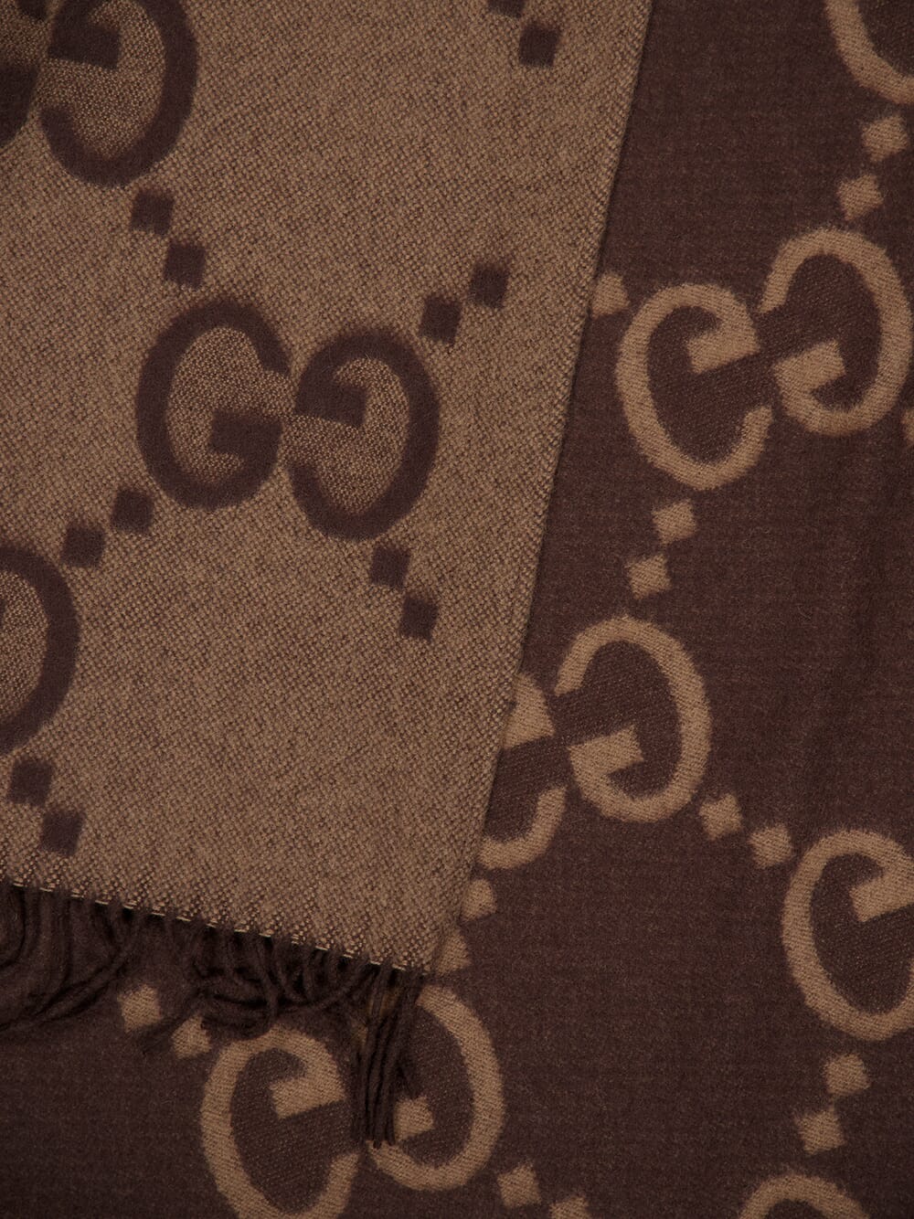 Reversible Jumbo GG Cashmere Brown Poncho - Image 3