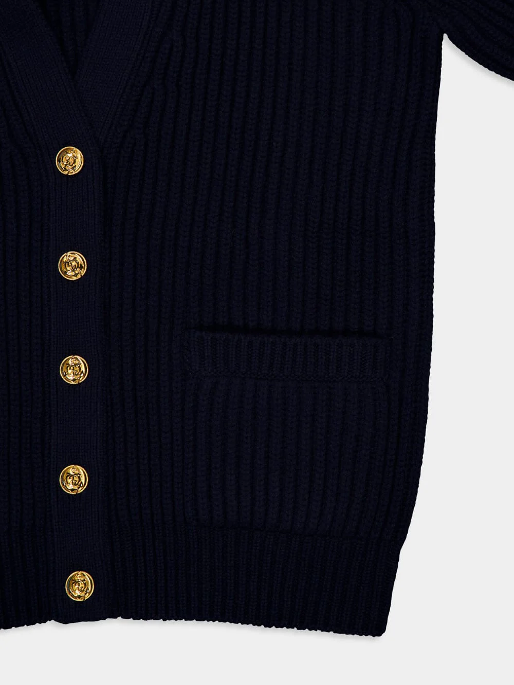 Rib Stitch Wool Cashmere Cardigan - Image 6