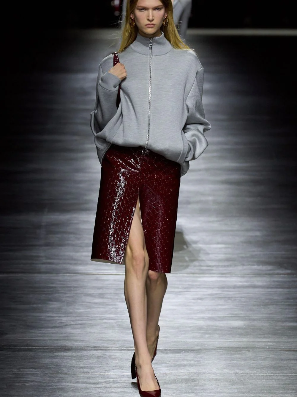 Rosso Ancora GG Embossed Shiny Leather Skirt - Image 2