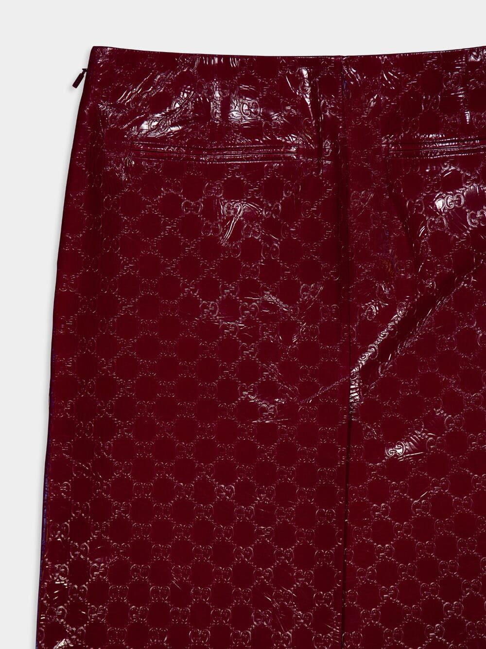 Rosso Ancora GG Embossed Shiny Leather Skirt - Image 5