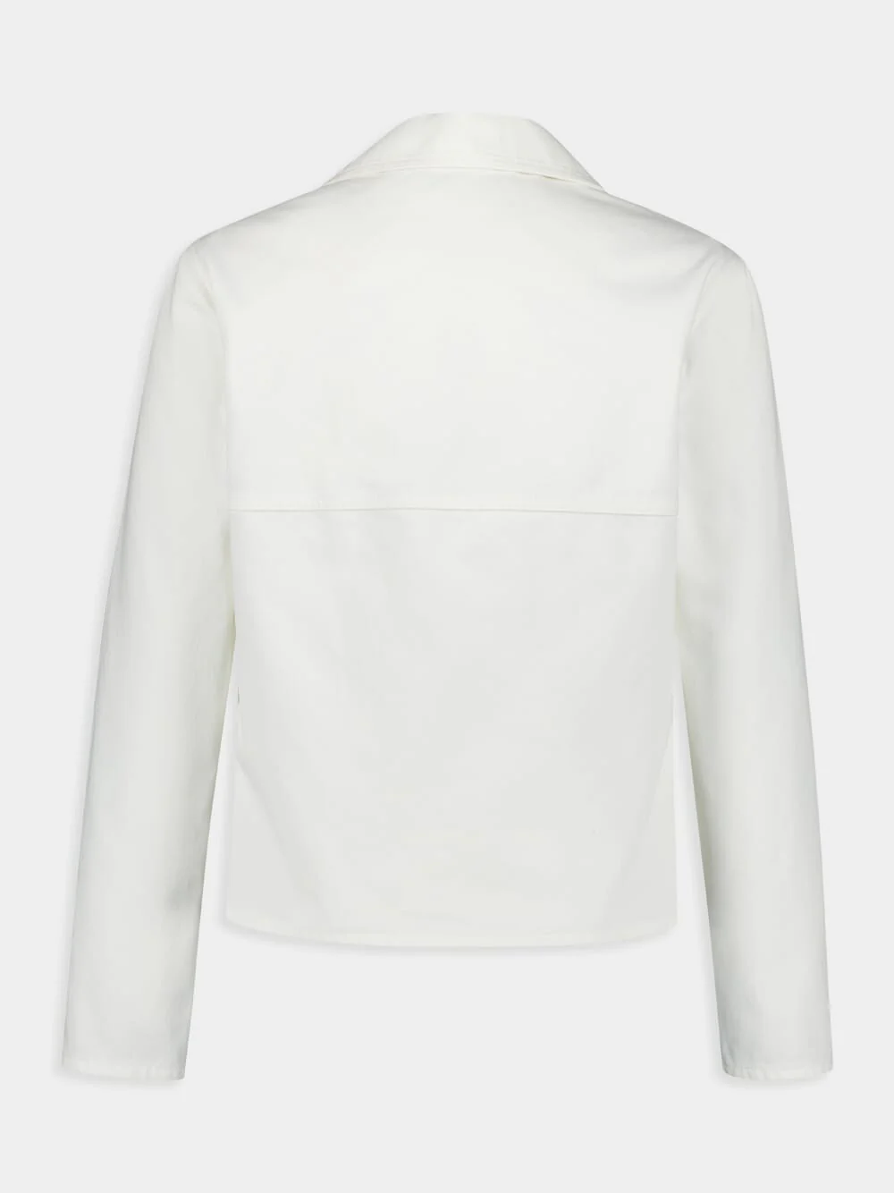 White Denim V-Neck Shirt with Strings - Image 2