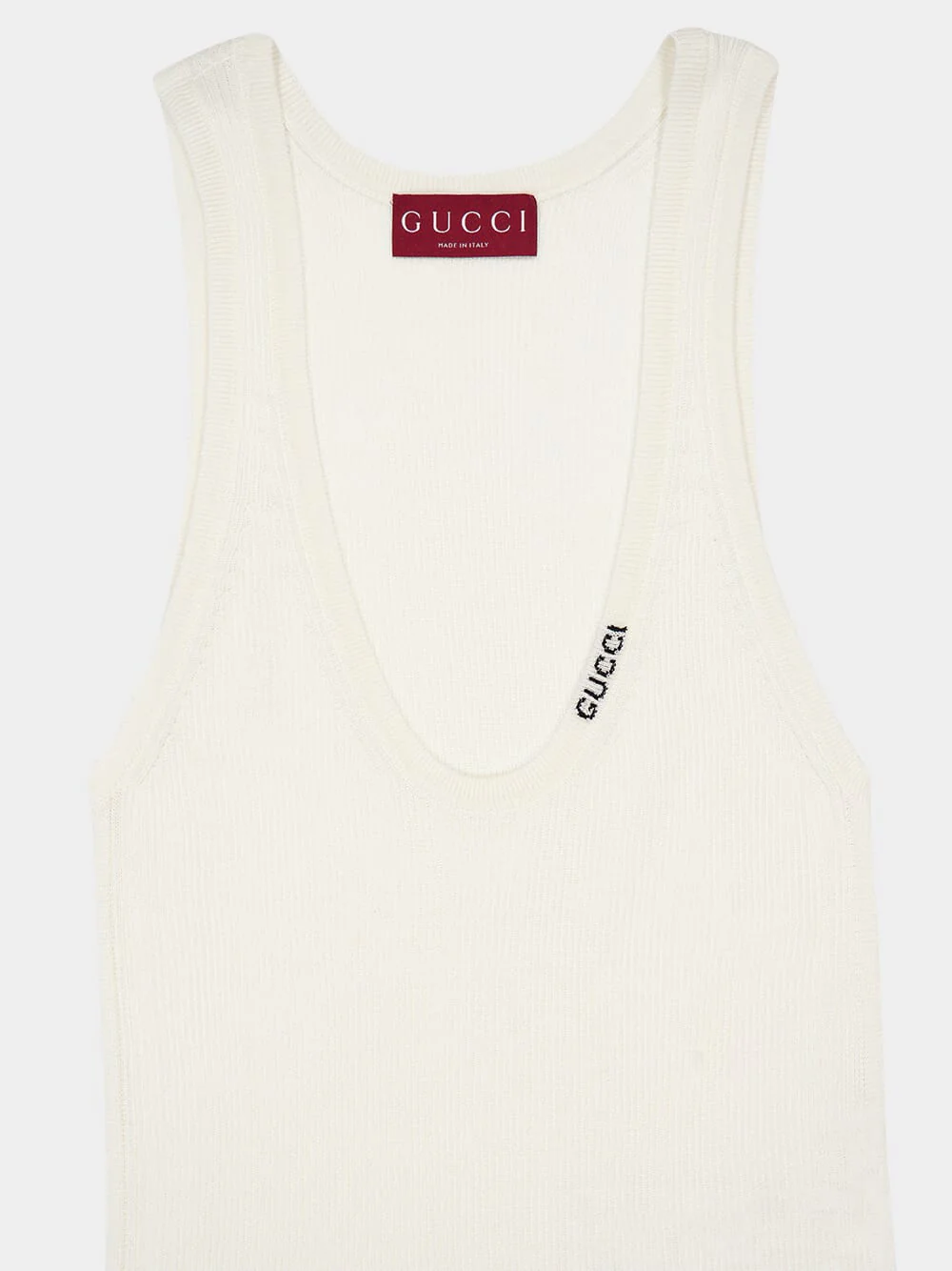White Rib Silk Tank Top - Image 3